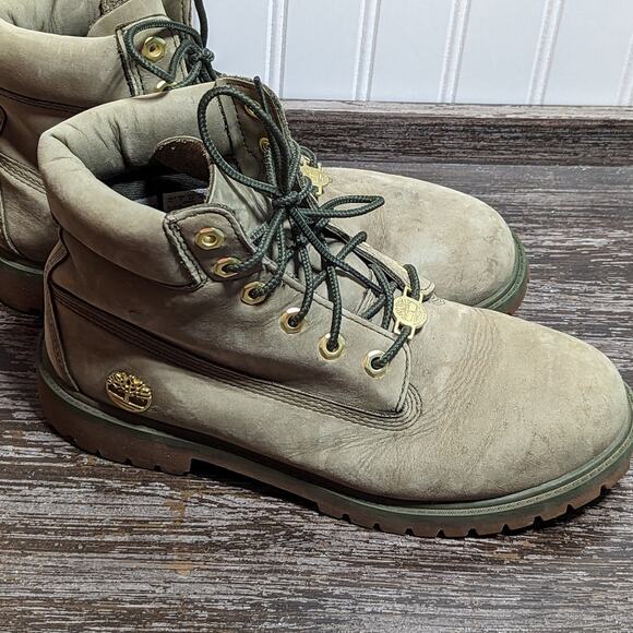 Timberland Boys Green Leather Nubuck Lace Up Waterproof Hiker Boot Size 7 - Picture 1 of 8